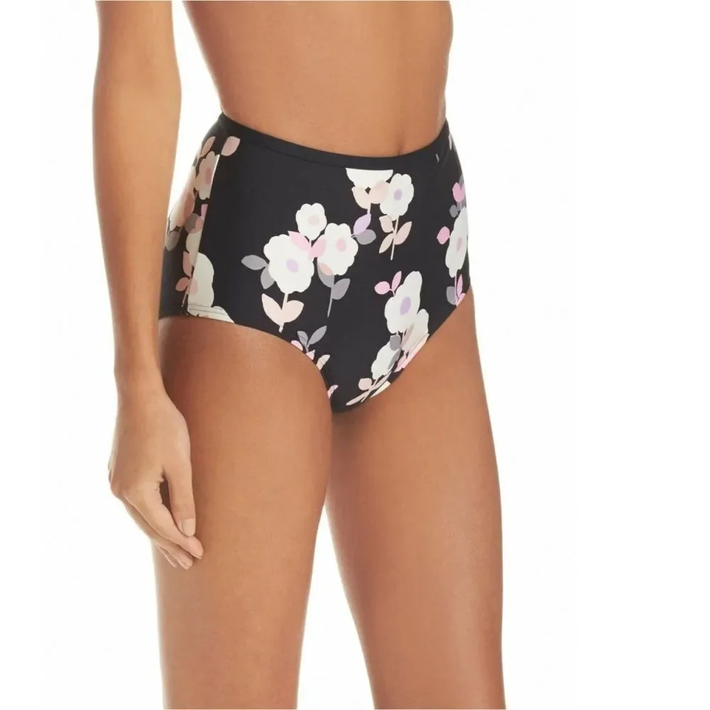 New! KATE SPADE Women's Floral Print High Waist Swim Bottoms Size Large NWT